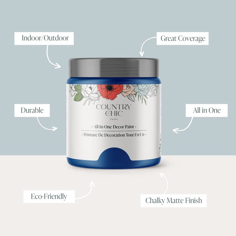 Country Chic Paint Country Chic All-in-One Chalk Paint for Furniture, Cabinets, Home Decor, Eco-Friendly, Matte Finish, Built-In Primer & Top Coat for Wood, Metal - Bling Bling (Royal Blue) - 4 oz (118 ml) - Image 2